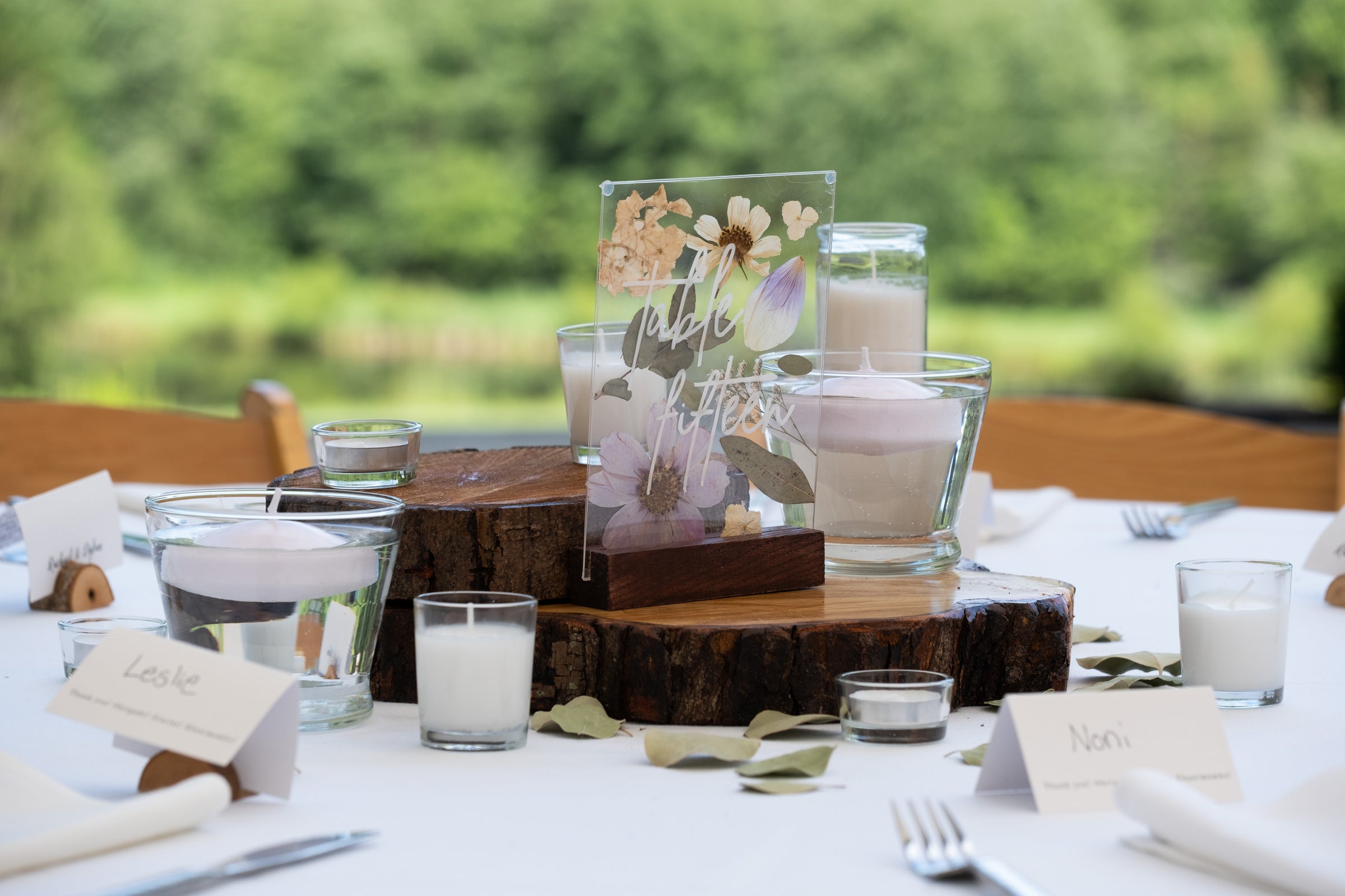 Wood slice centerpieces